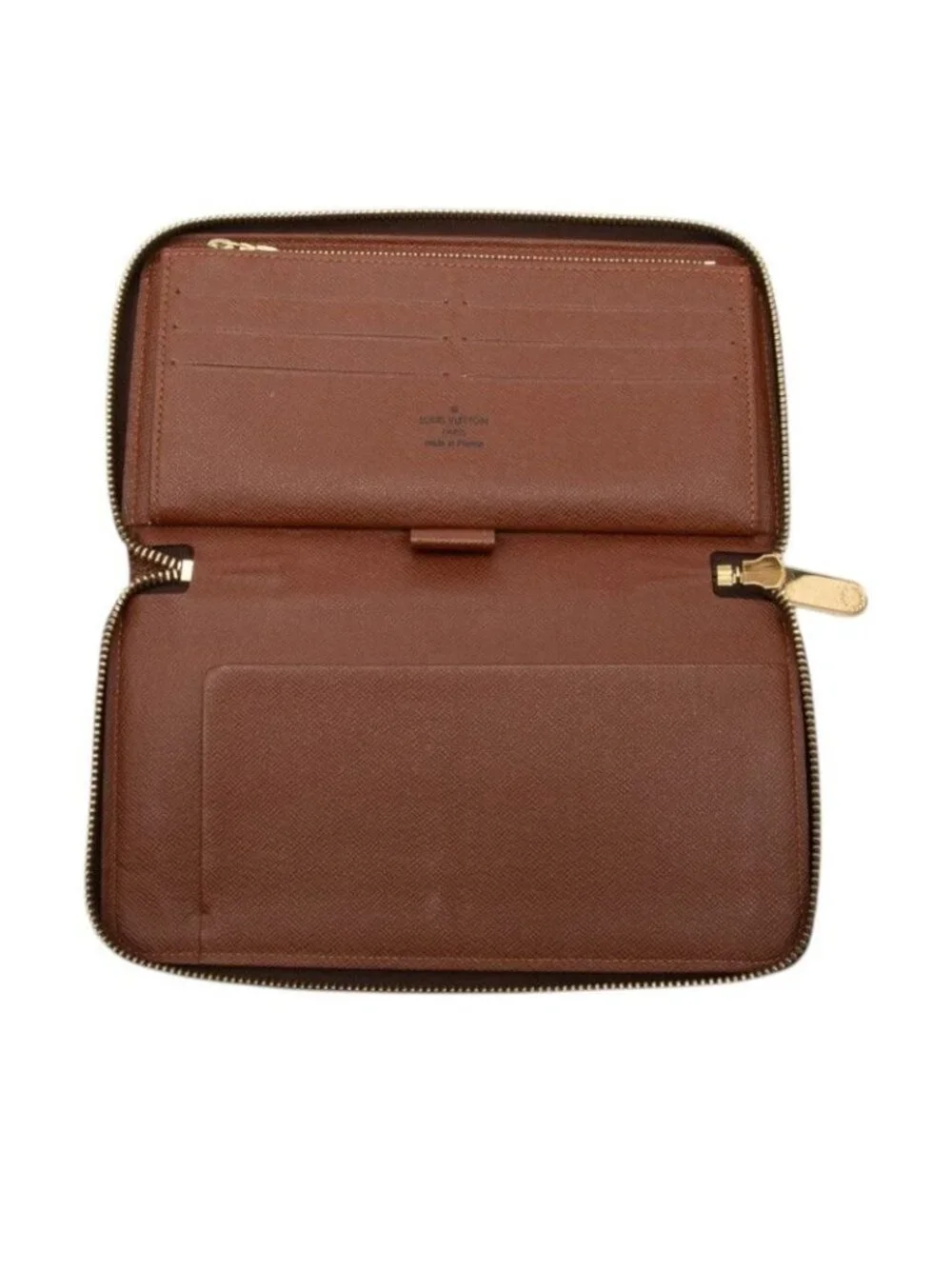Louis Vuitton Monogram Zippy Organizer Zip Around Wallet Brown Leather